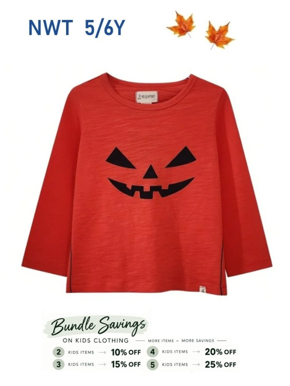 Me & Henry Halloween Long Sleeve Tee Shirt - size 5/6Y